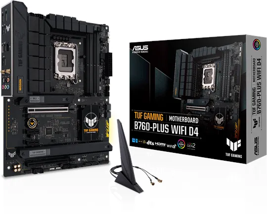 ASUS TUF GAMING B760-PLUS WIFI D4 Emolevy - Intel B760 - Intel LGA1700-kanta - DDR4 RAM - ATX