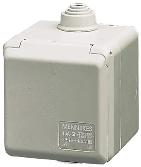 Mennekes CEE seinäpistorasia ulkokäyttöön 3-napainen 16A 230V IP44 6H 4102